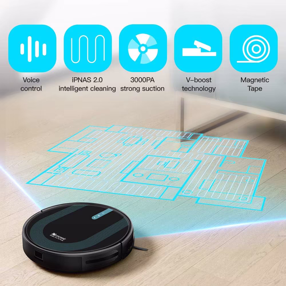 Proscenic 850T — aspirateur robot LiDAR avec cartographie et fonction lavage — 4/8
