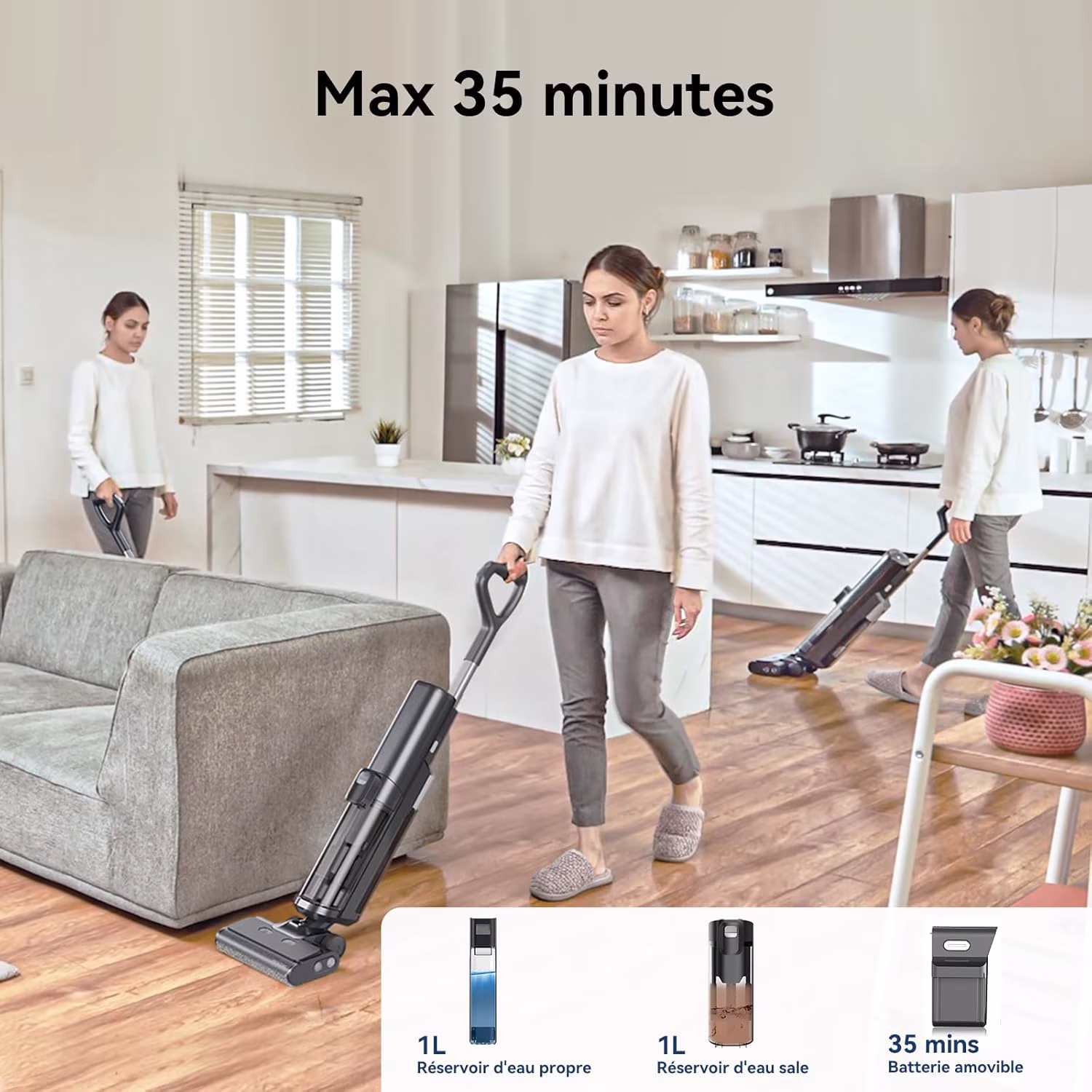 Proscenic F20A WashVac — aspirateur laveur 3-en-1 avec nettoyage des bords — 3/6