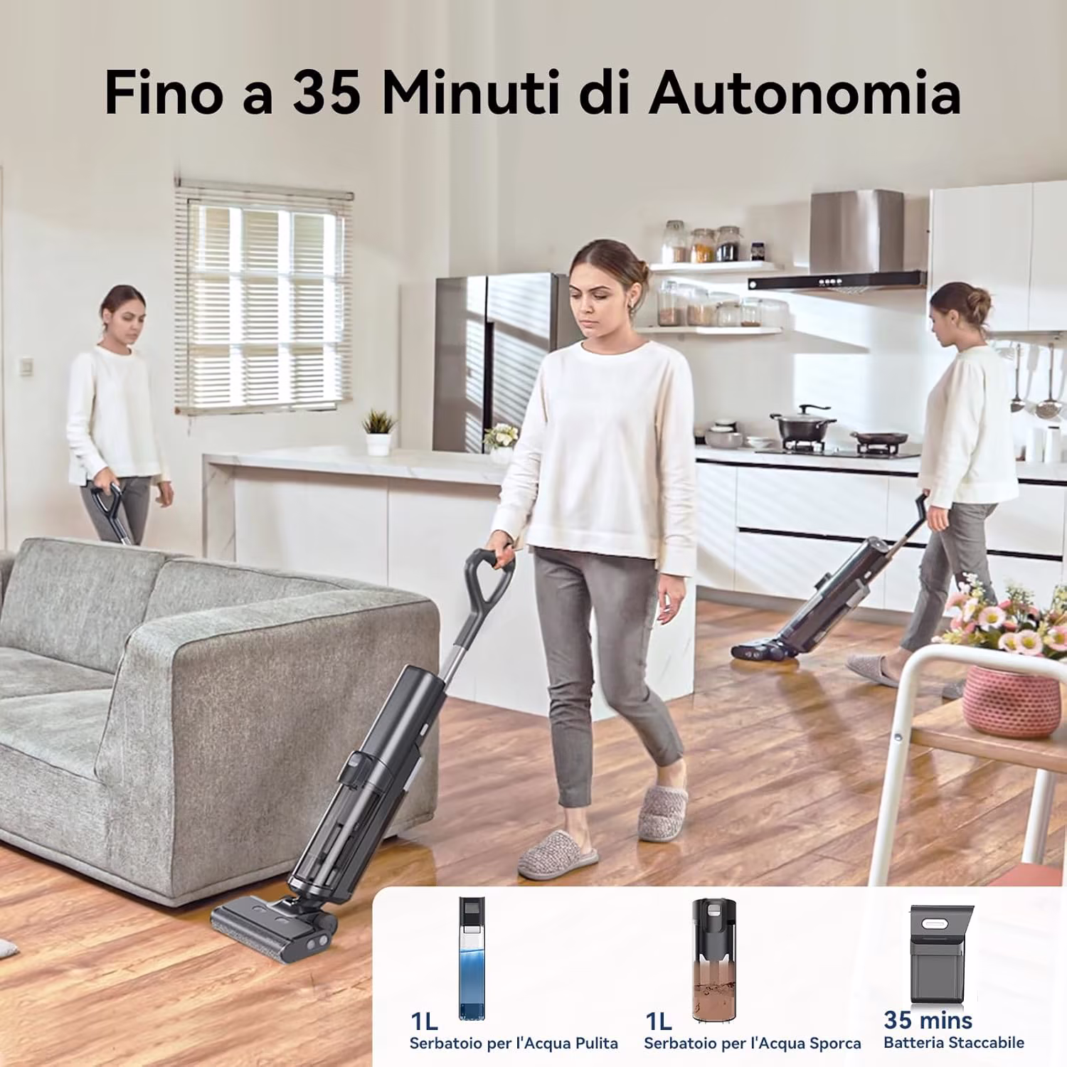 Proscenic F20A WashVac — lavapavimenti 3-in-1 con pulizia bordi — 3/6