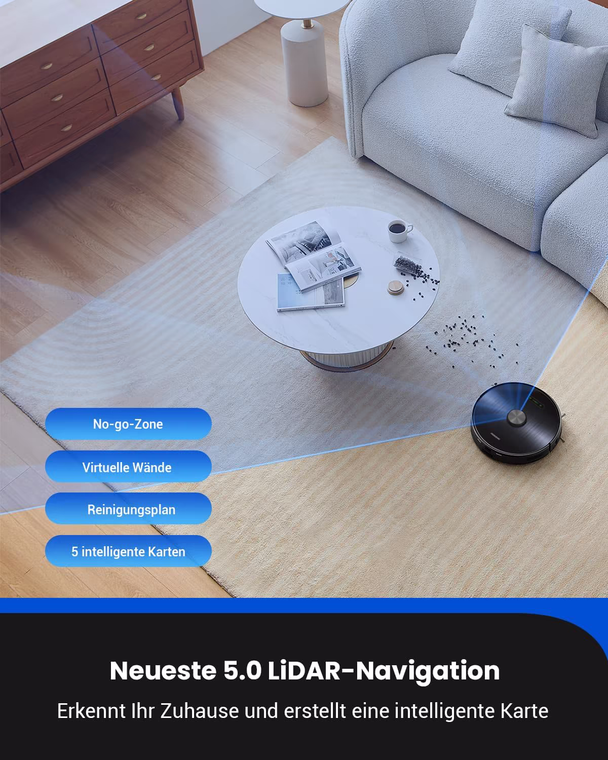 Proscenic M9 — LiDAR Saugroboter mit Selbstentleerung und Vibrations-Wischfunktion — 5/6