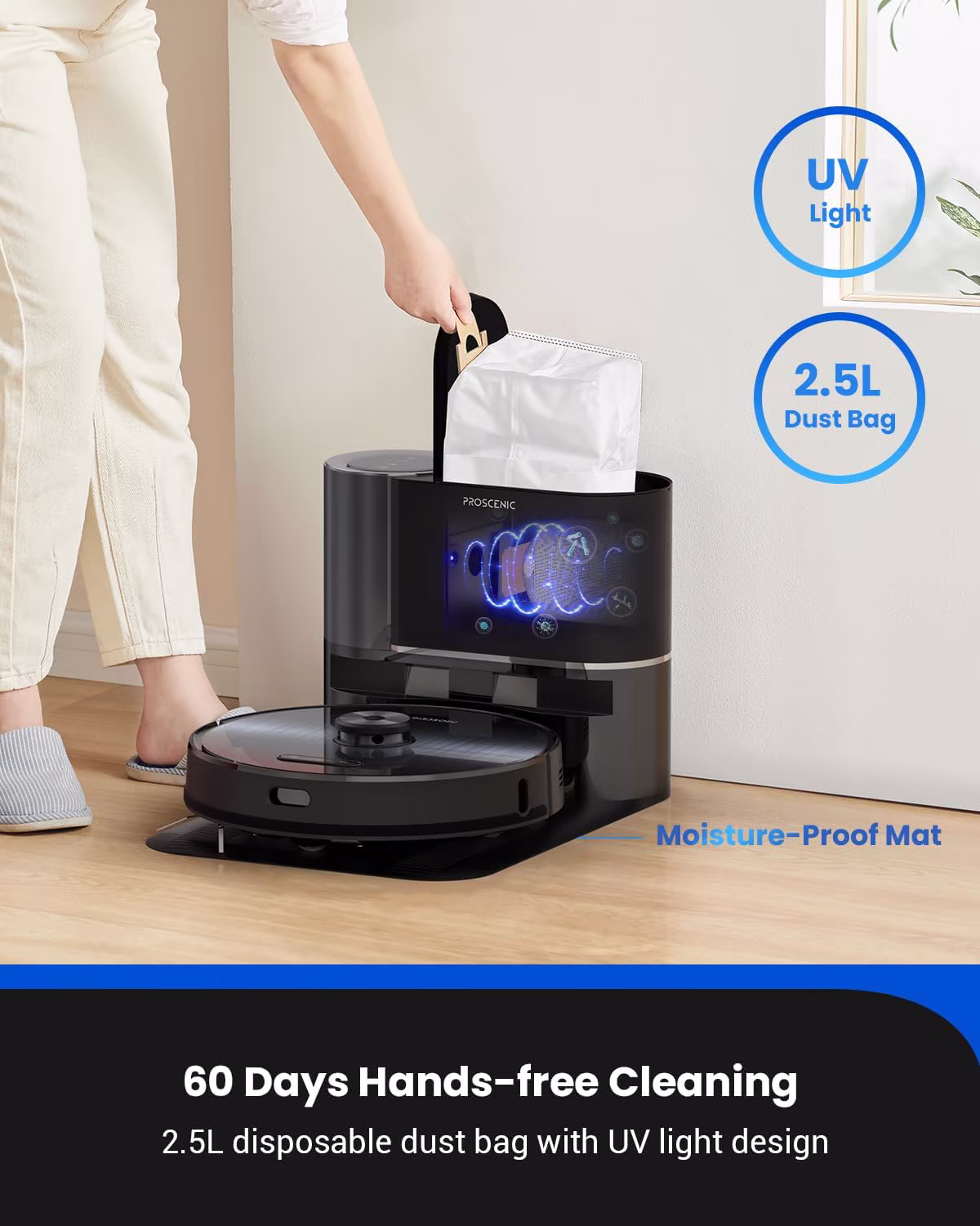 Proscenic M9 — LiDAR robot vacuum with self-emptying and vibrating mop — 3/7