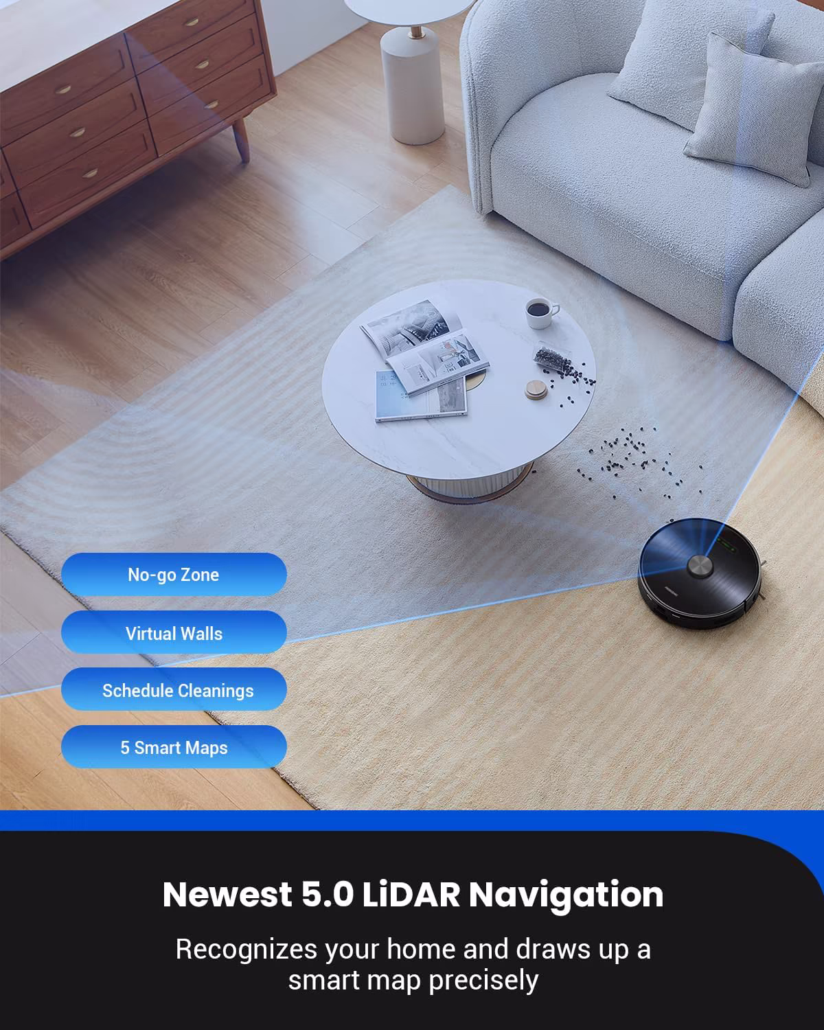 Proscenic M9 — LiDAR robot vacuum with self-emptying and vibrating mop — 4/7