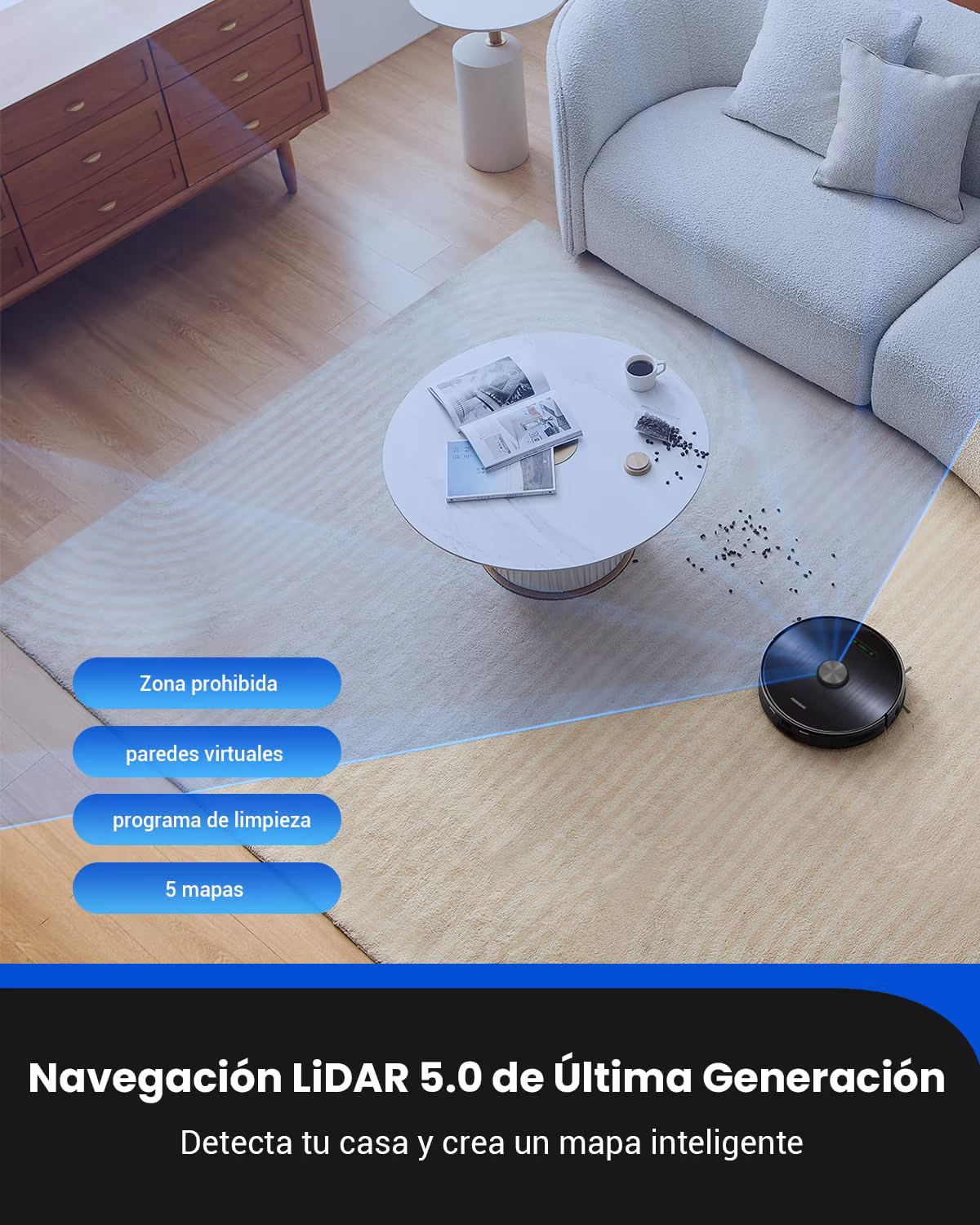 Proscenic M9 — robot aspirador LiDAR con autovaciado y fregado vibrante — 2/6