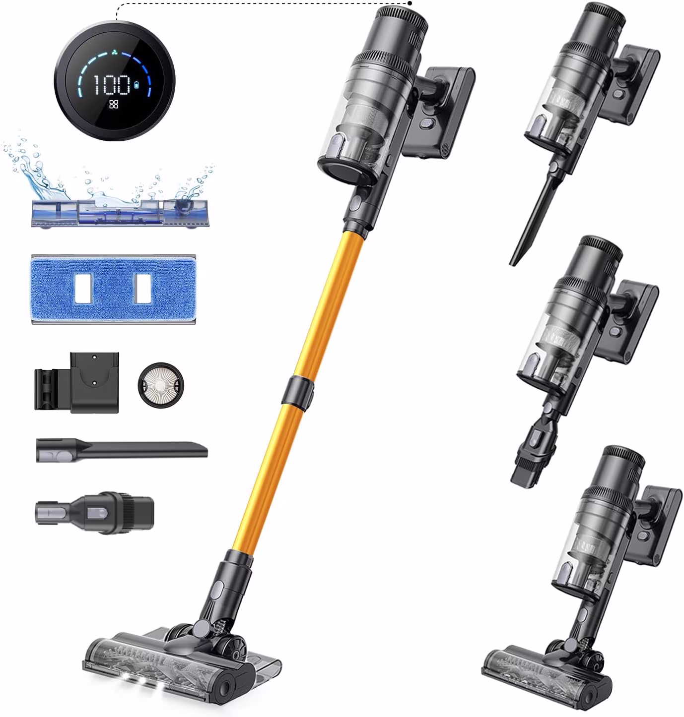 Proscenic P15 — kabelloser Staubsauger 55 kPa mit grünem Laser und 70 Min Laufzeit — 10/14