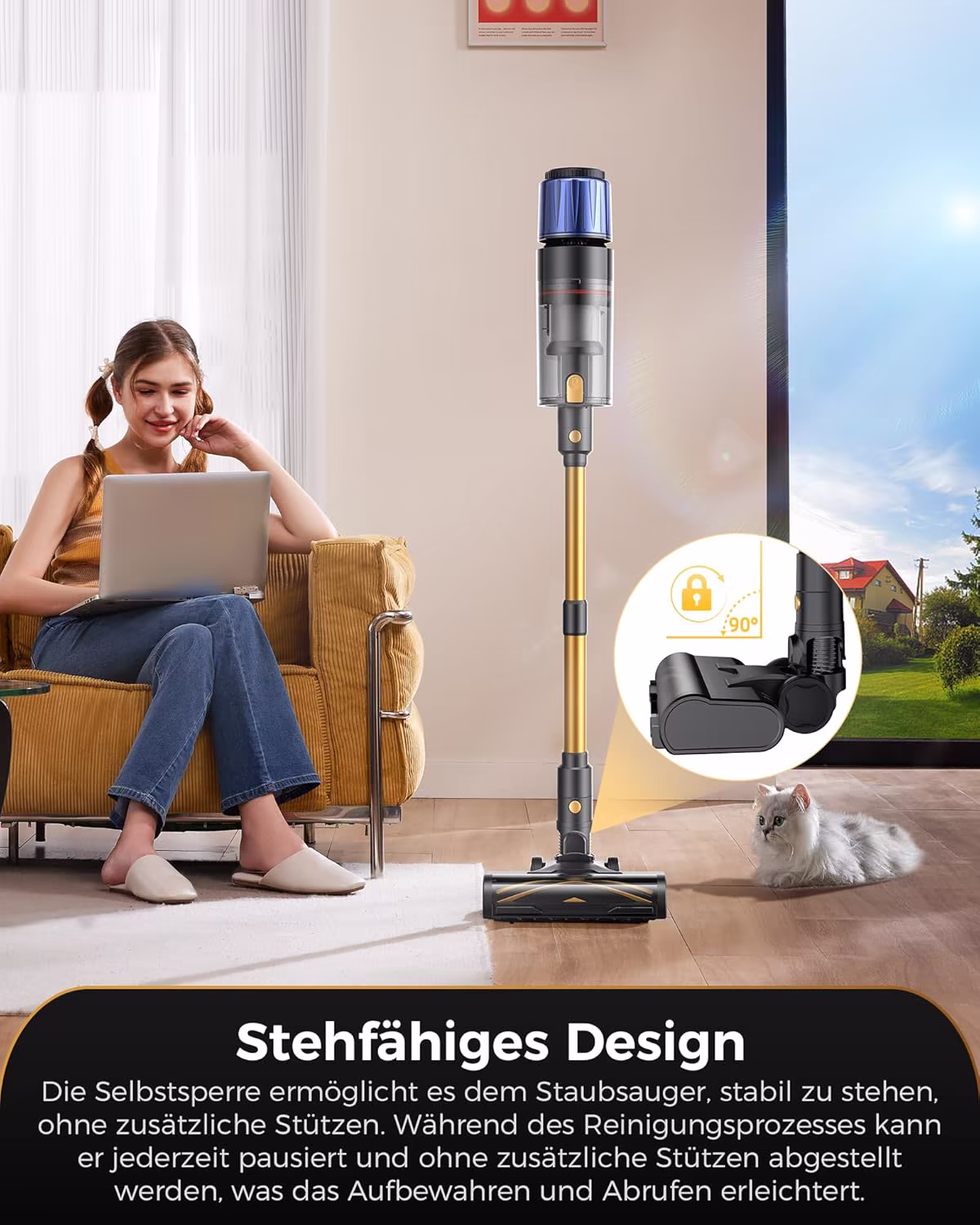 Proscenic P15 — kabelloser Staubsauger 55 kPa mit grünem Laser und 70 Min Laufzeit — 7/14