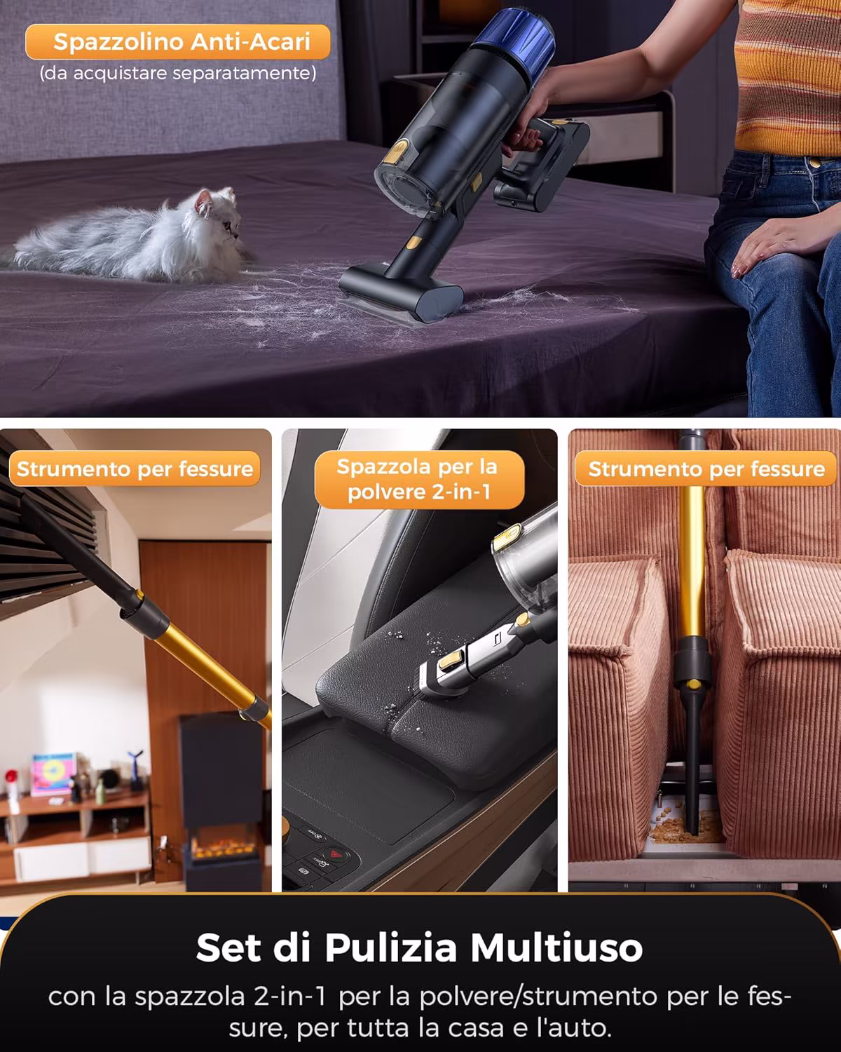 Proscenic P15 — aspirapolvere senza filo potente 55 kPa con laser verde e 70 min di autonomia — 9/10