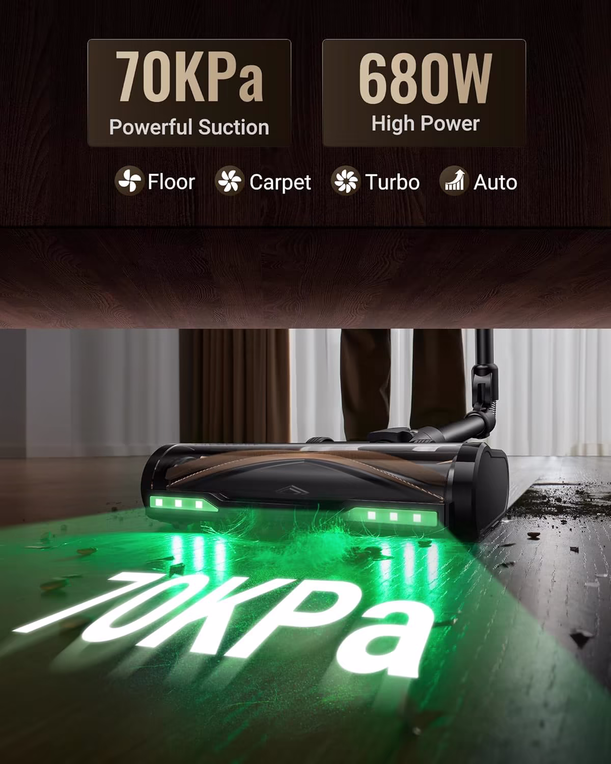 Proscenic P20 — most powerful 70 kPa cordless vacuum with green laser — 2/11