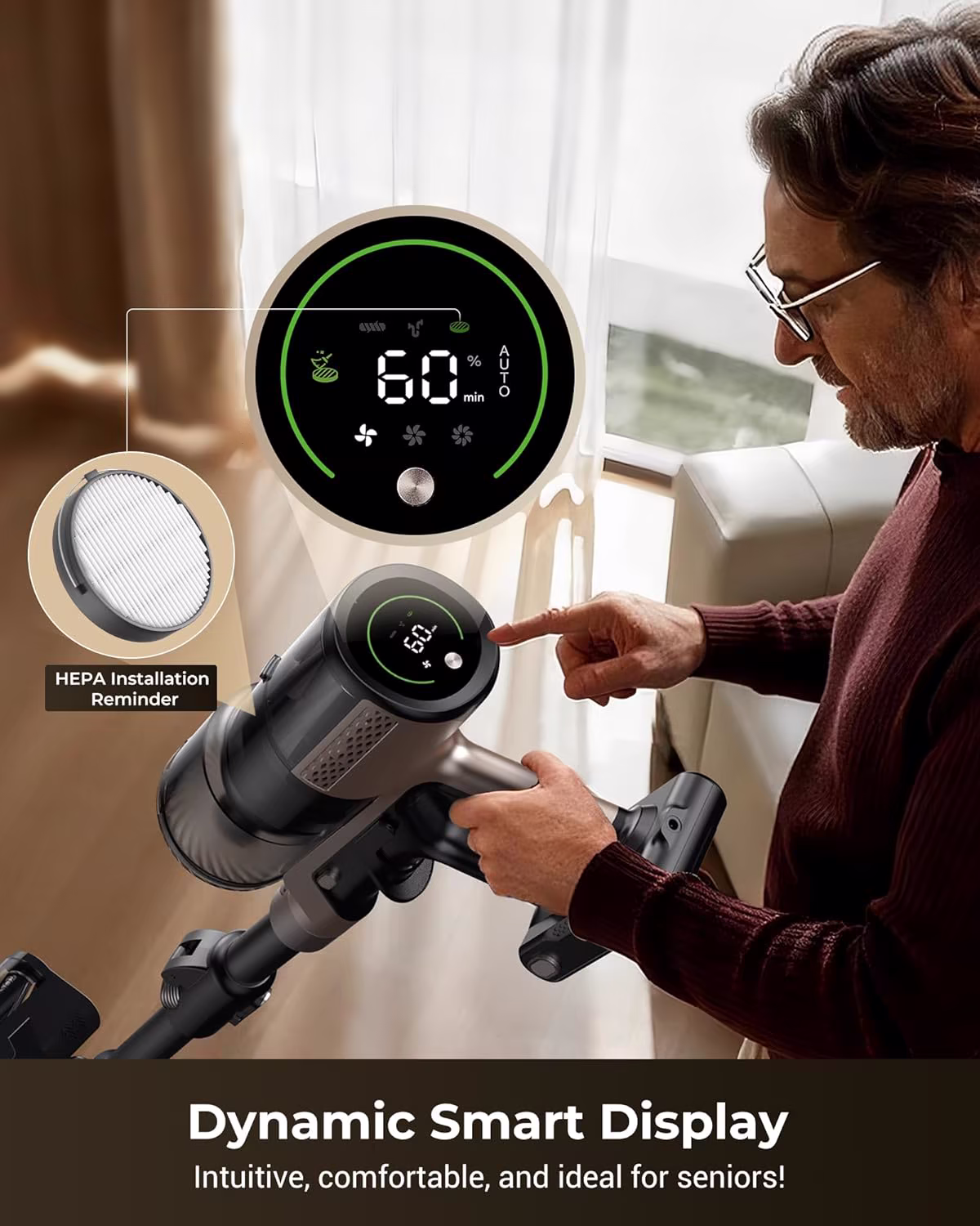 Proscenic P20 — most powerful 70 kPa cordless vacuum with green laser — 8/11