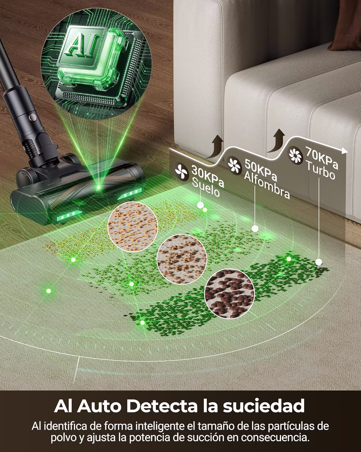 Proscenic P20 — aspiradora sin cable más potente 70 kPa con láser verde — 11/14