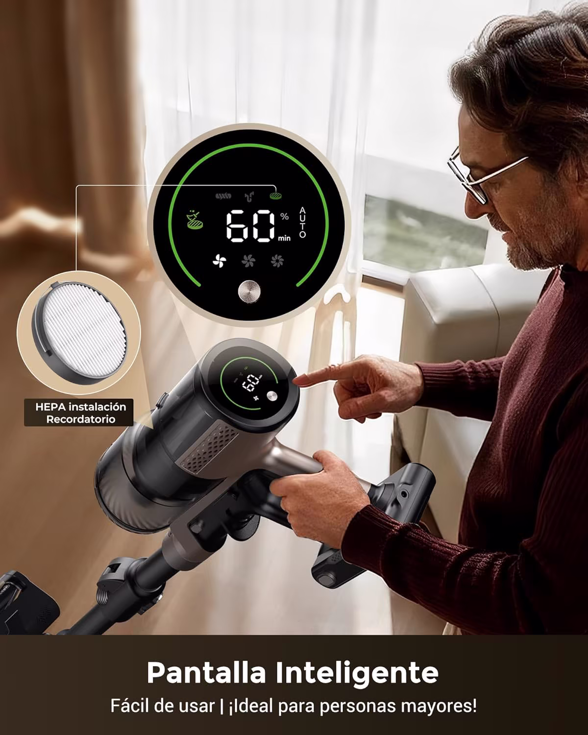 Proscenic P20 — aspiradora sin cable más potente 70 kPa con láser verde — 8/14