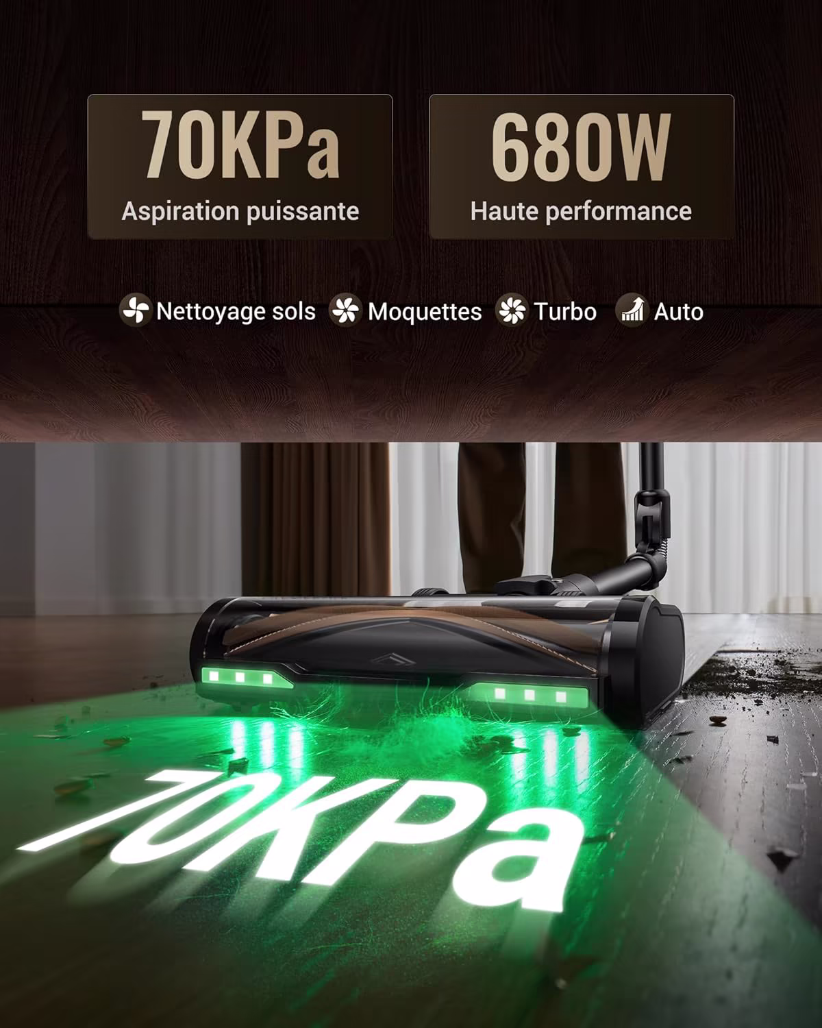 Proscenic P20 — aspirateur balai sans fil le plus puissant 70 kPa avec laser vert — 2/11