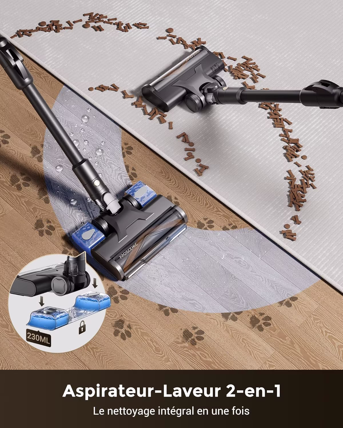 Proscenic P20 — aspirateur balai sans fil le plus puissant 70 kPa avec laser vert — 3/11