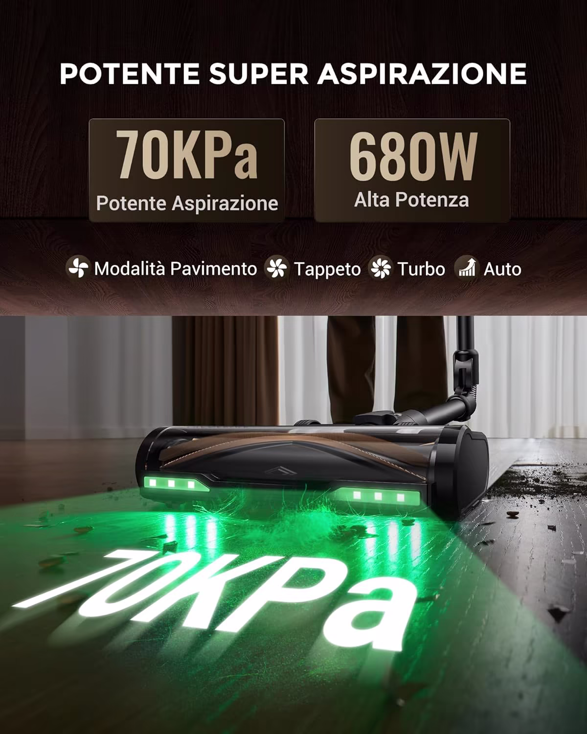Proscenic P20 — aspirapolvere senza filo più potente 70 kPa con laser verde — 2/12
