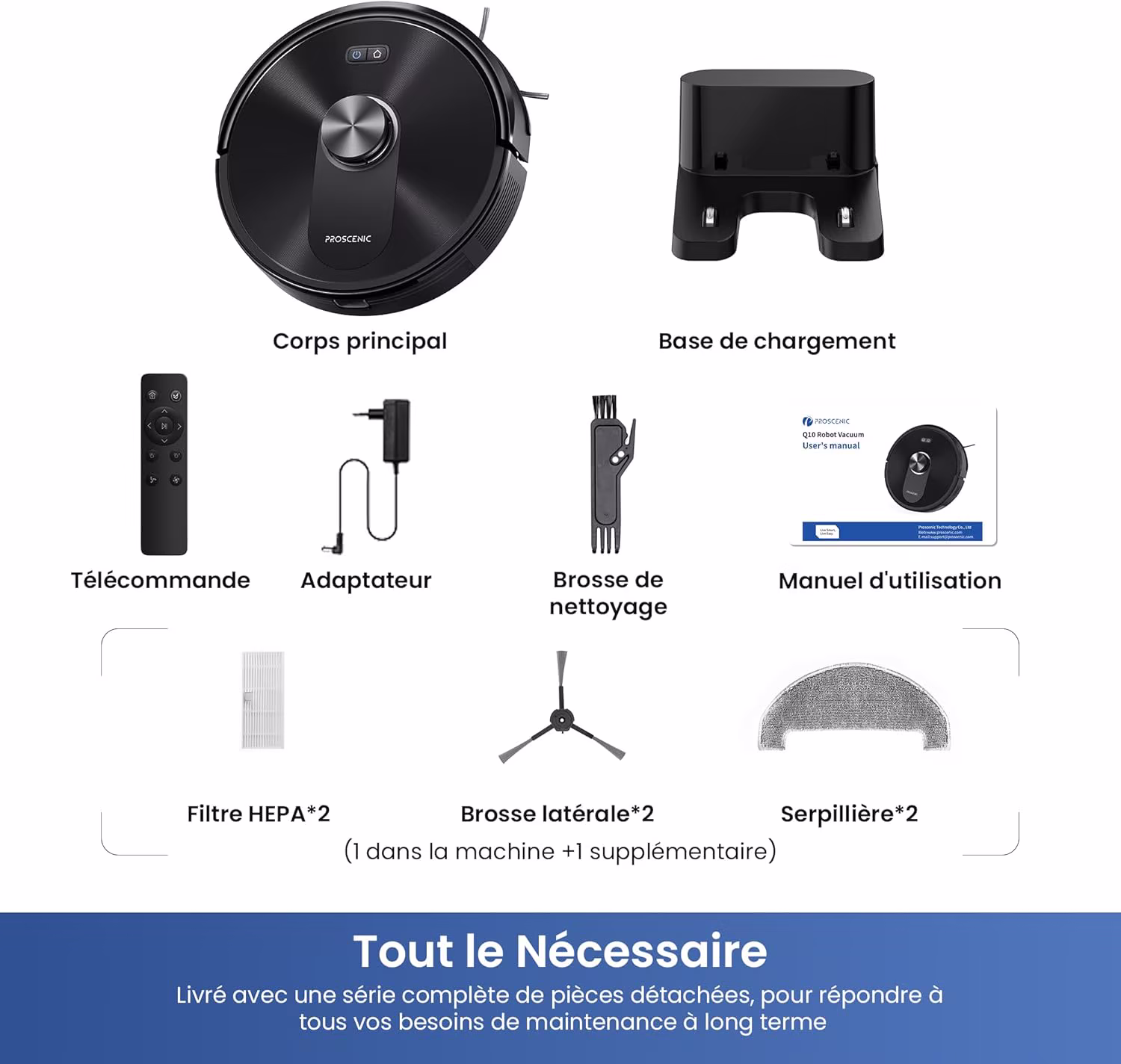 Proscenic Q10 — aspirateur robot dToF 8000 Pa avec aspiration et lavage 2-en-1 — 10/12