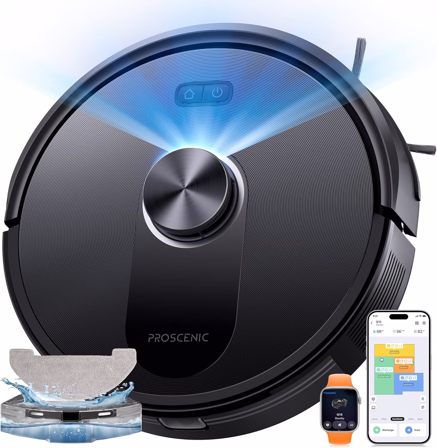 Proscenic Q10 — robot aspirapolvere dToF 8000 Pa con aspirazione e lavaggio 2-in-1 — 11/12