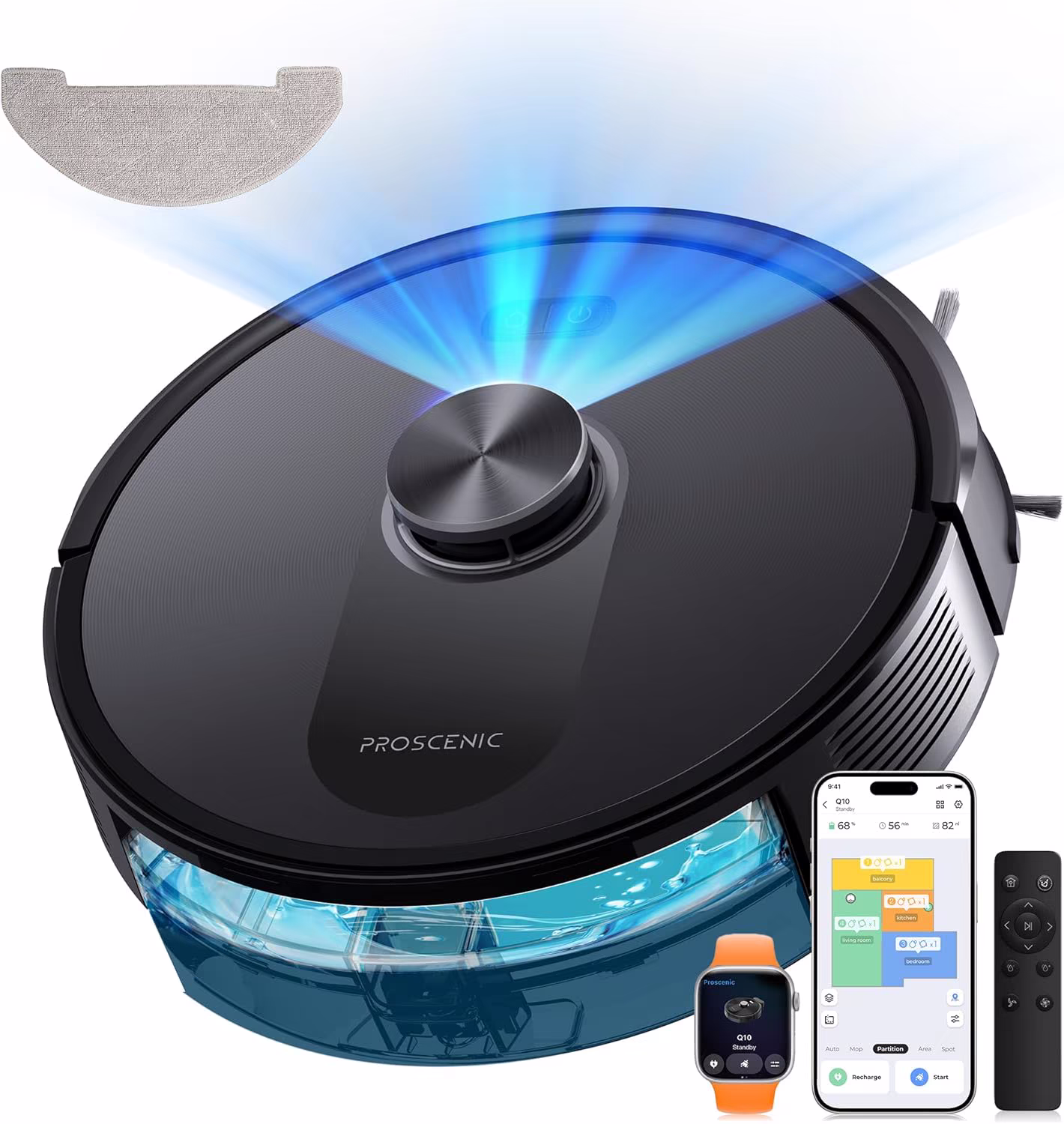 Proscenic Q10 — aspirateur robot dToF 8000 Pa avec aspiration et lavage 2-en-1