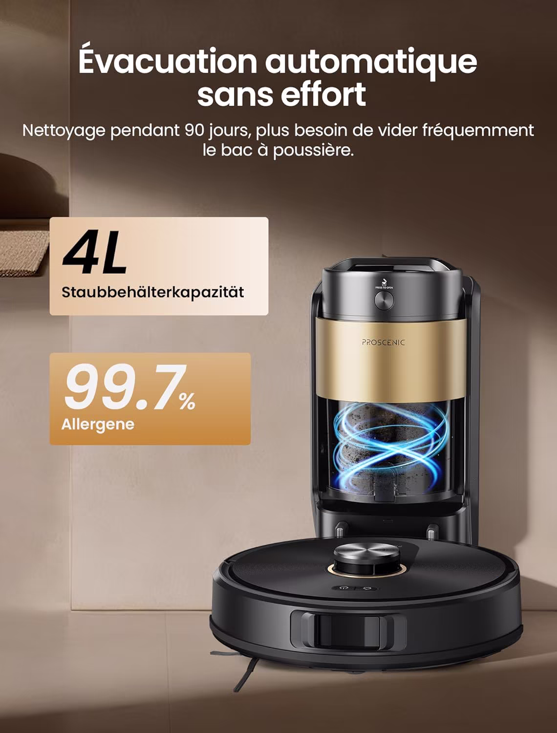 Proscenic Q20 Plus — Flaggschiff LiDAR Saugroboter mit All-in-One-Station — 4/11