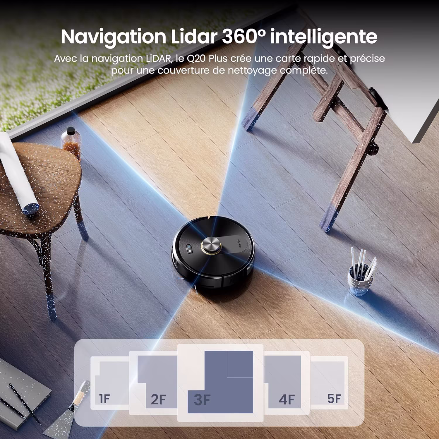 Proscenic Q20 Plus — aspirateur robot flagship LiDAR avec station tout-en-un — 5/13