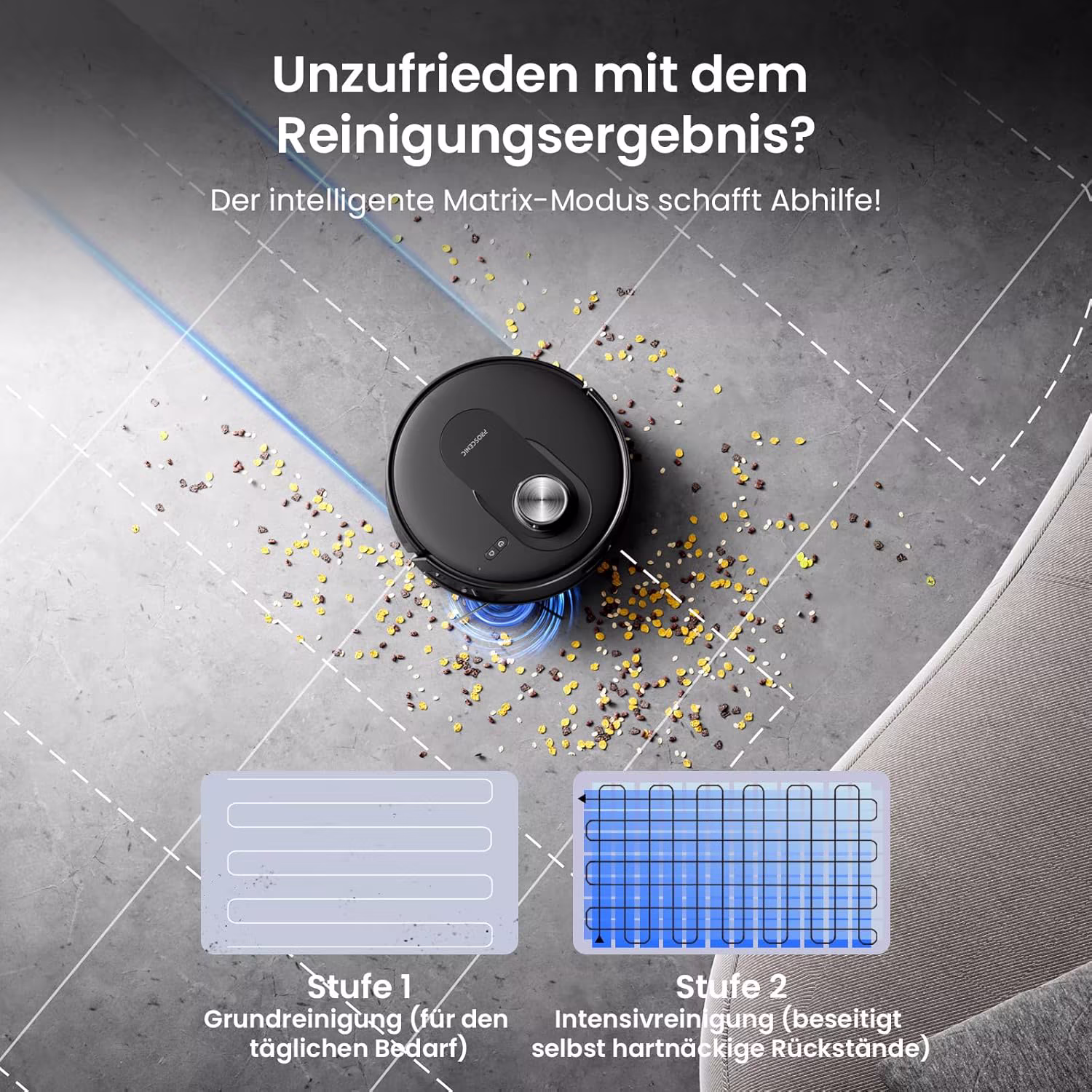 Proscenic Q8 Max — LiDAR Saugroboter 8000 Pa mit 3-L-Selbstentleerungsstation — 8/10