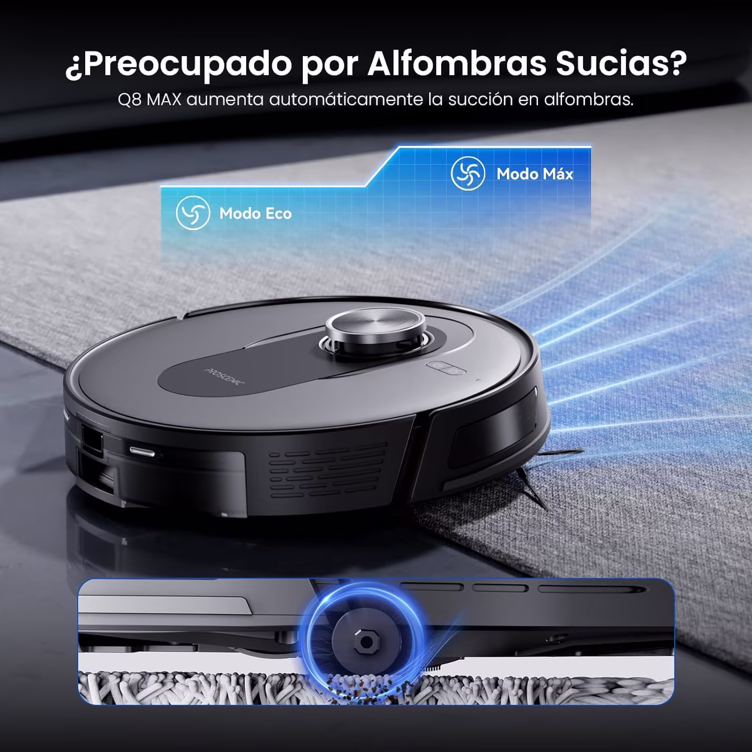 Proscenic Q8 Max — robot aspirador LiDAR 8000 Pa con base de autovaciado 3 L — 8/12