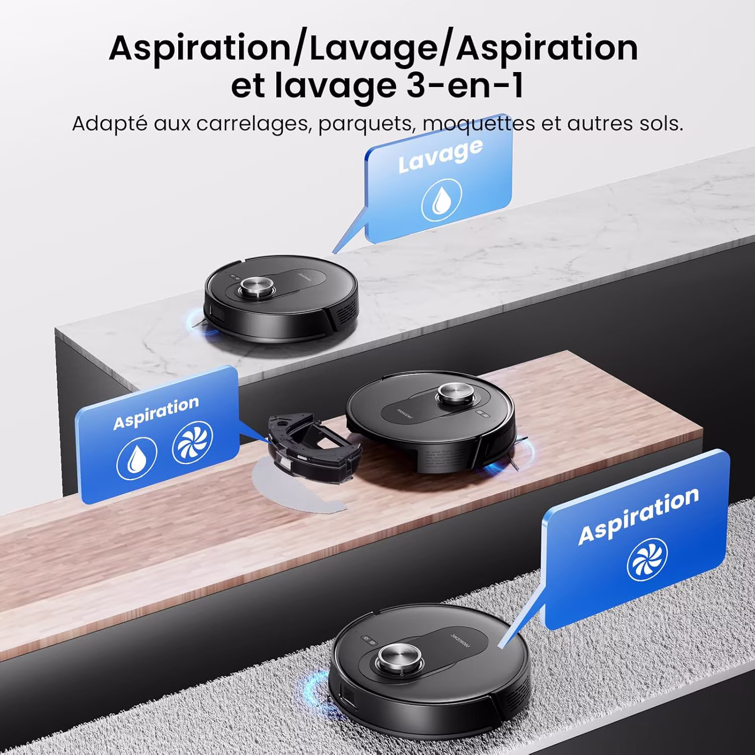 Proscenic Q8 Max — aspirateur robot LiDAR 8000 Pa avec base auto-vidage 3 L — 6/9