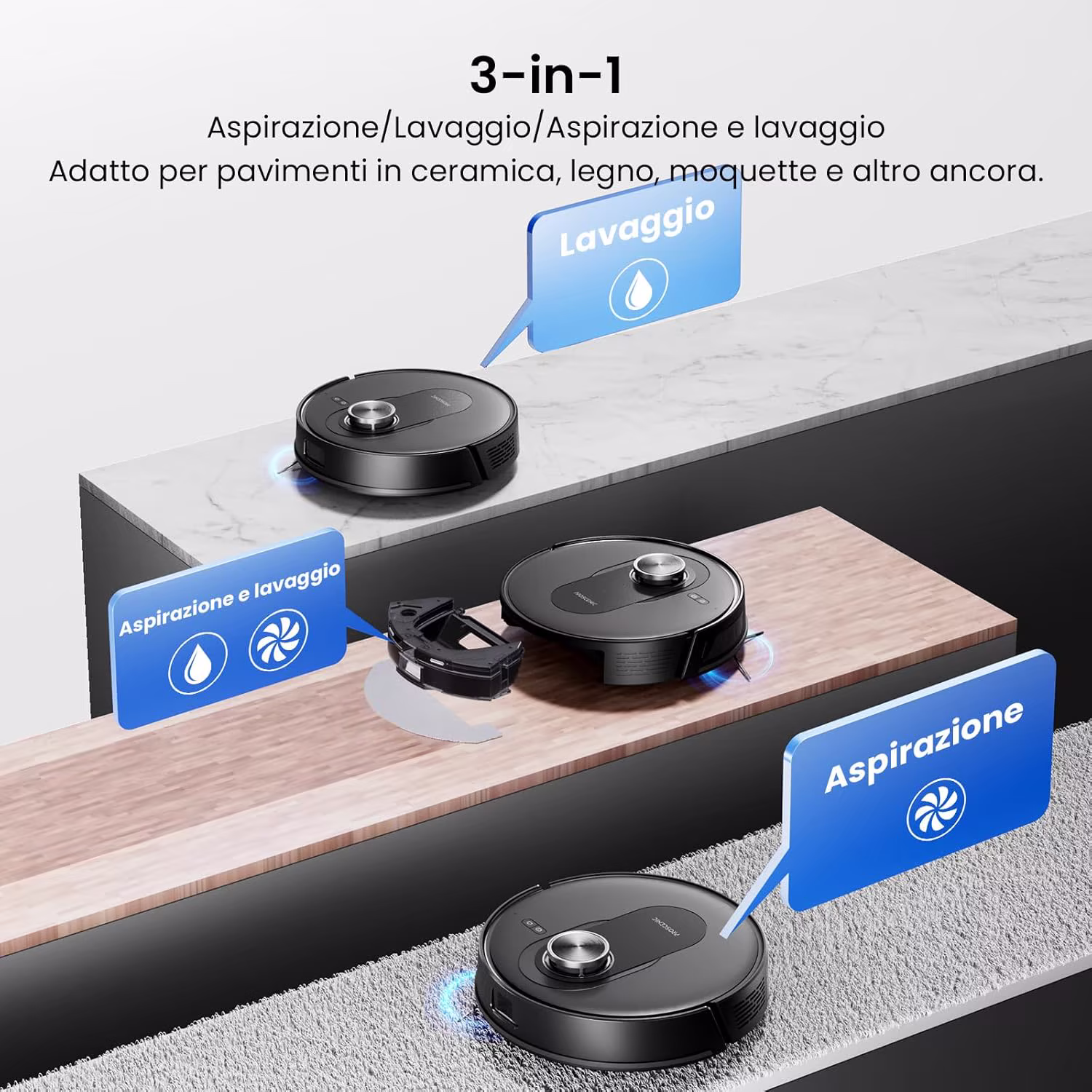 Proscenic Q8 Max — robot aspirapolvere LiDAR 8000 Pa con base autosvuotamento 3 L — 6/10